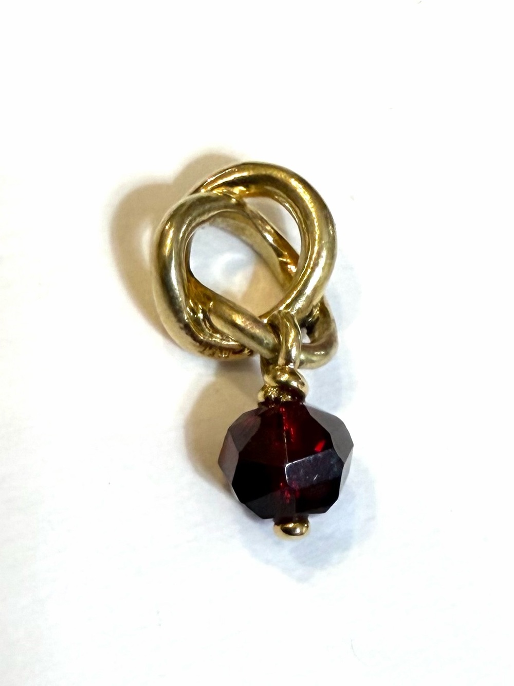 Pandora Gold Tone Faceted Red Eternity Circle Shine Charm - January #763462C01
